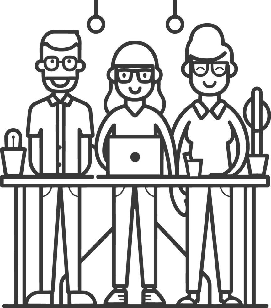 AI generated Outline illustration for Positive Workplace culture for company employees teamwork vector