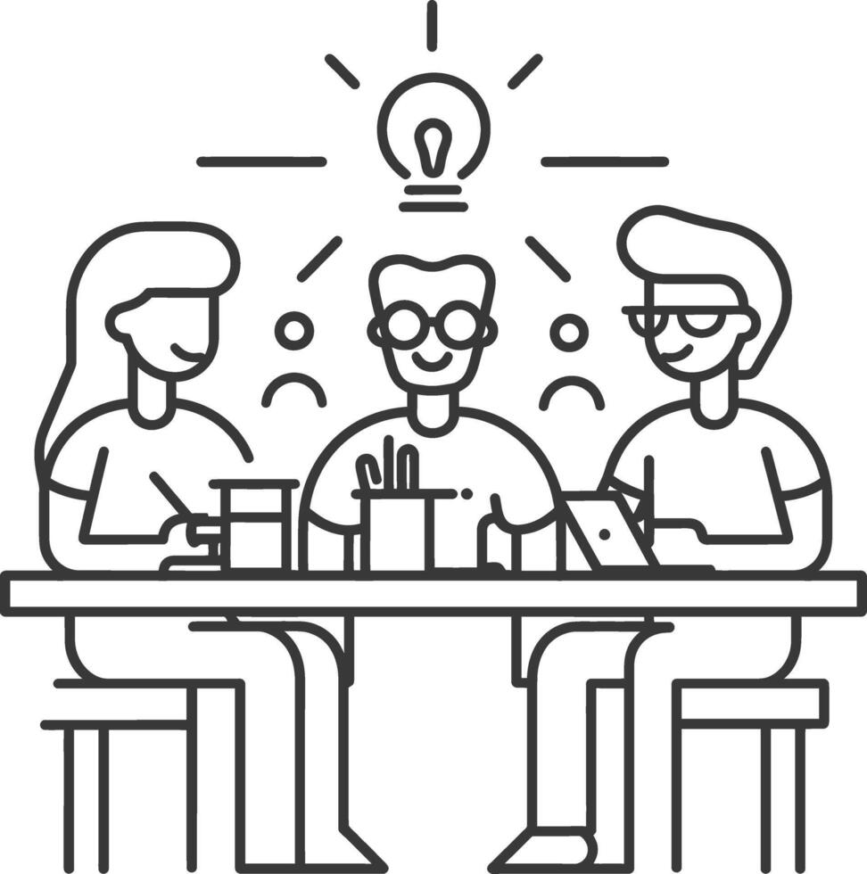 AI generated Outline illustration for Positive Workplace culture for company employees teamwork vector
