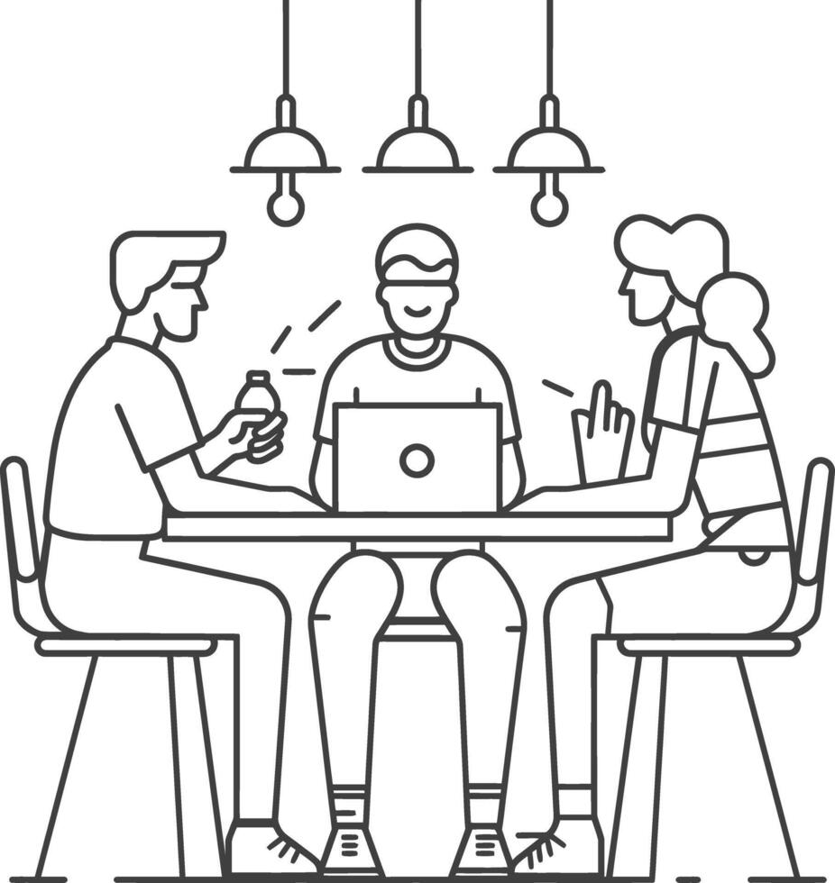 AI generated Outline illustration for Positive Workplace culture for company employees teamwork vector