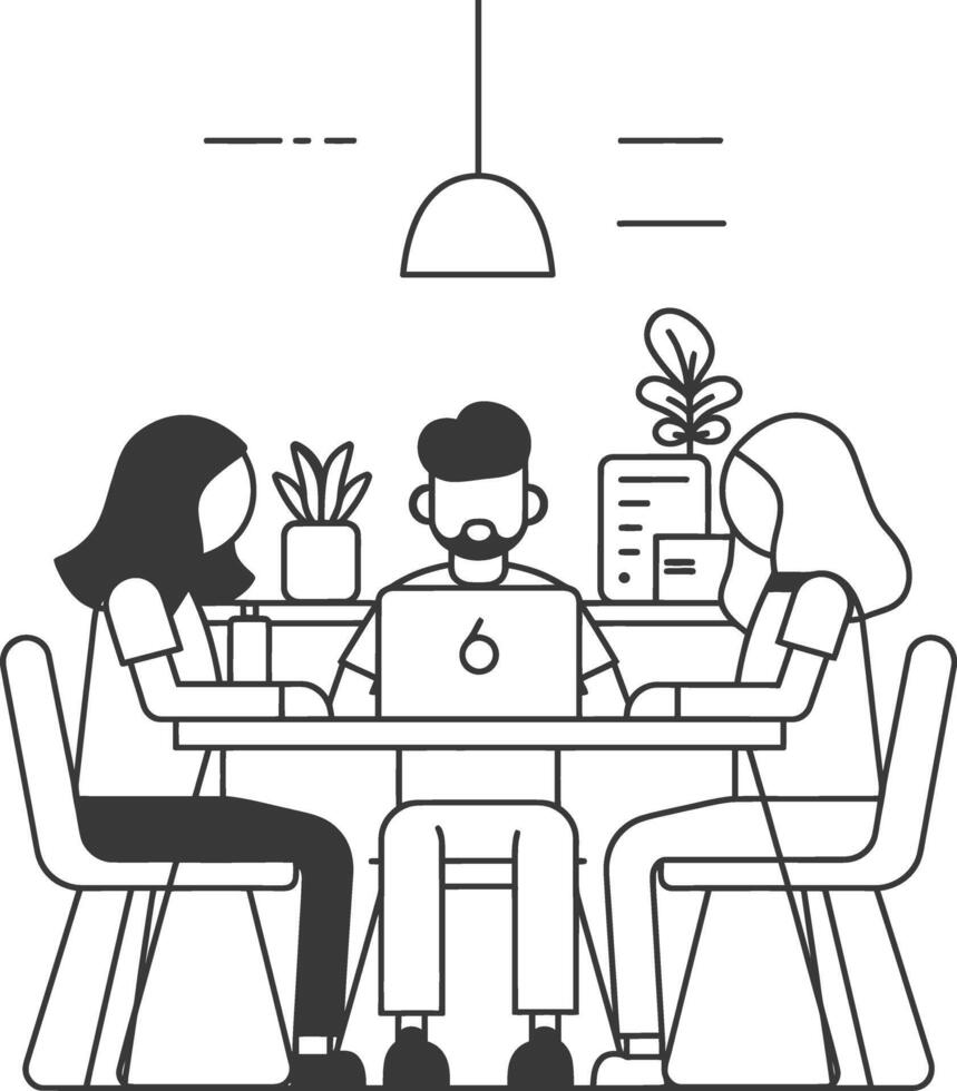 AI generated Outline illustration for Positive Workplace culture for company employees teamwork vector