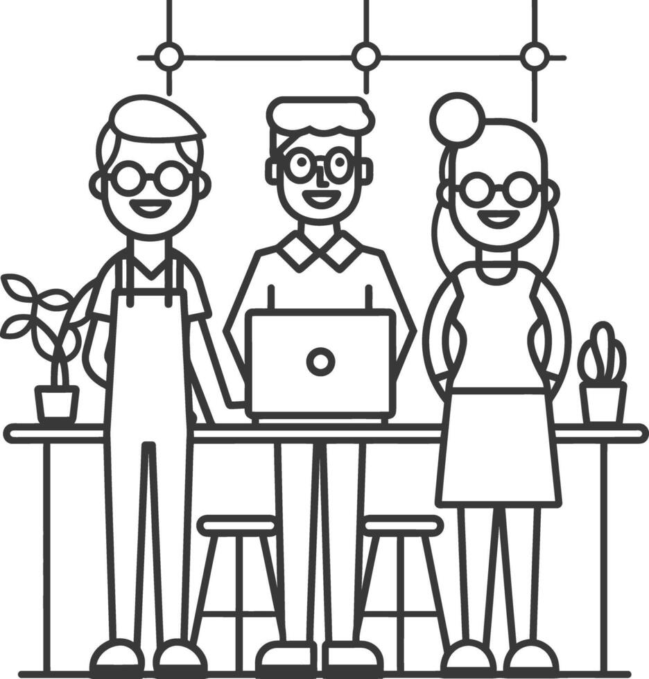 AI generated Outline illustration for Positive Workplace culture for company employees teamwork vector