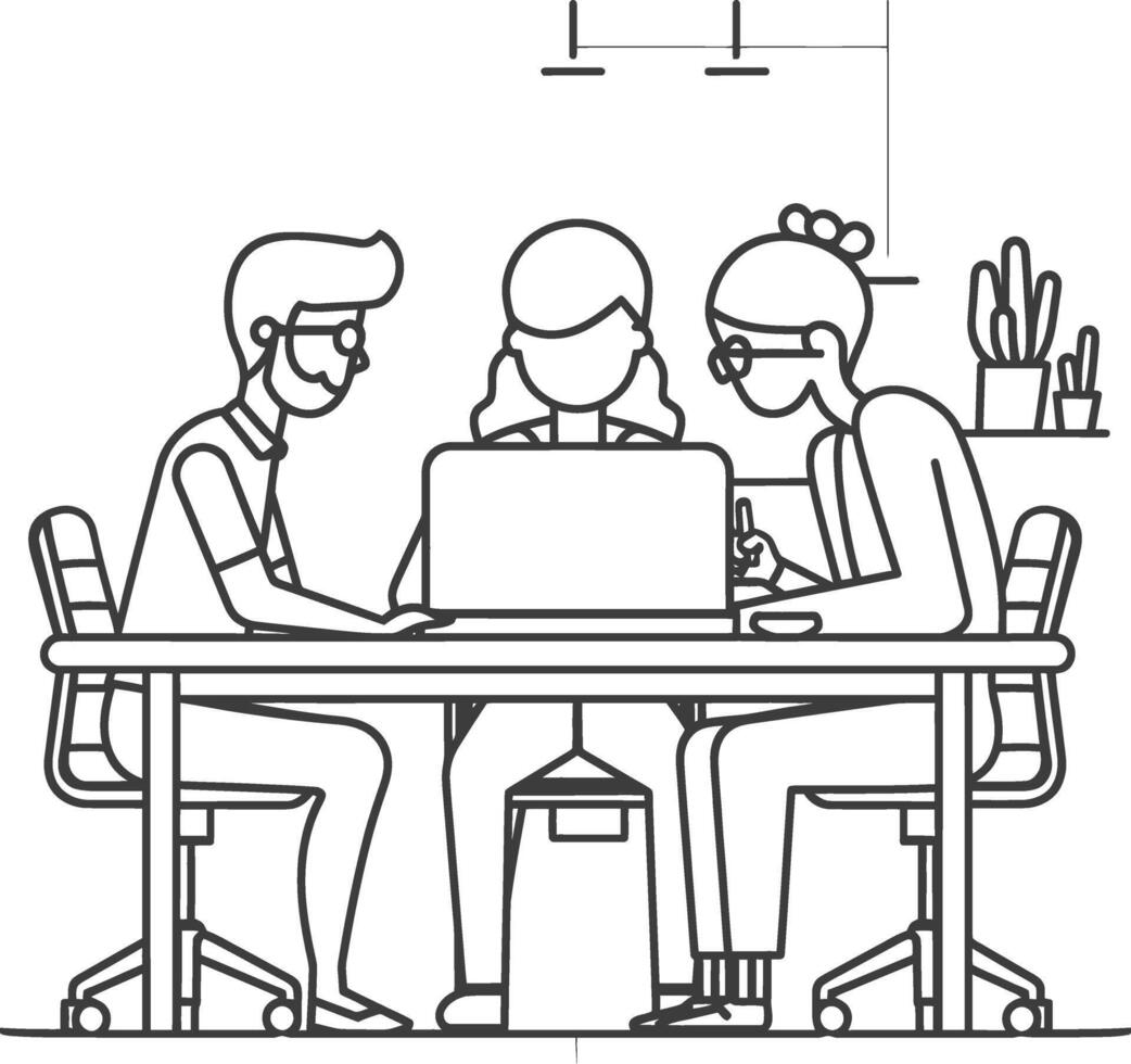 AI generated Outline illustration for Positive Workplace culture for company employees teamwork vector