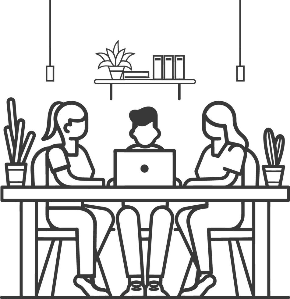 AI generated Outline illustration for Positive Workplace culture for company employees teamwork vector