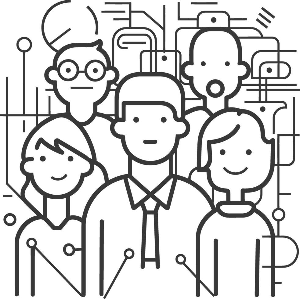 AI generated Outline illustration for Positive Workplace culture for company employees teamwork vector