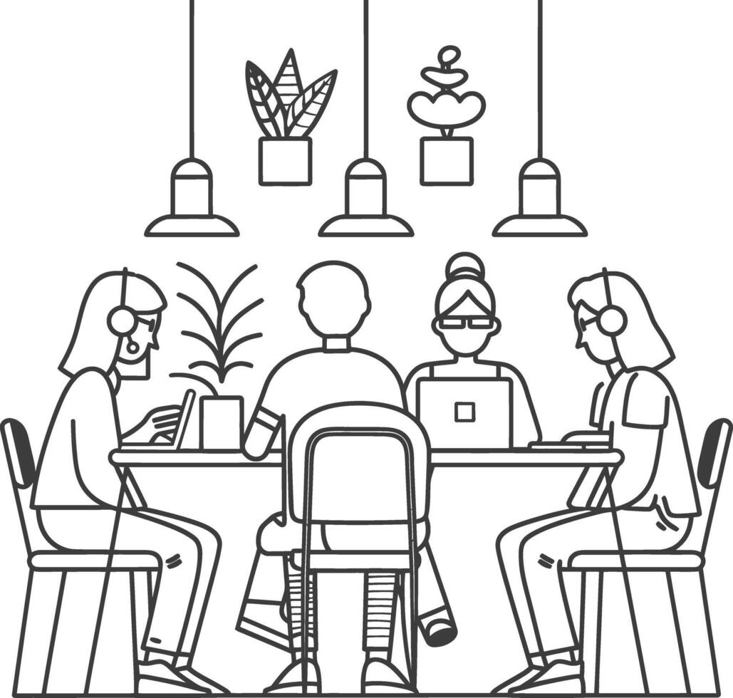 AI generated Outline illustration for Positive Workplace culture for company employees teamwork vector