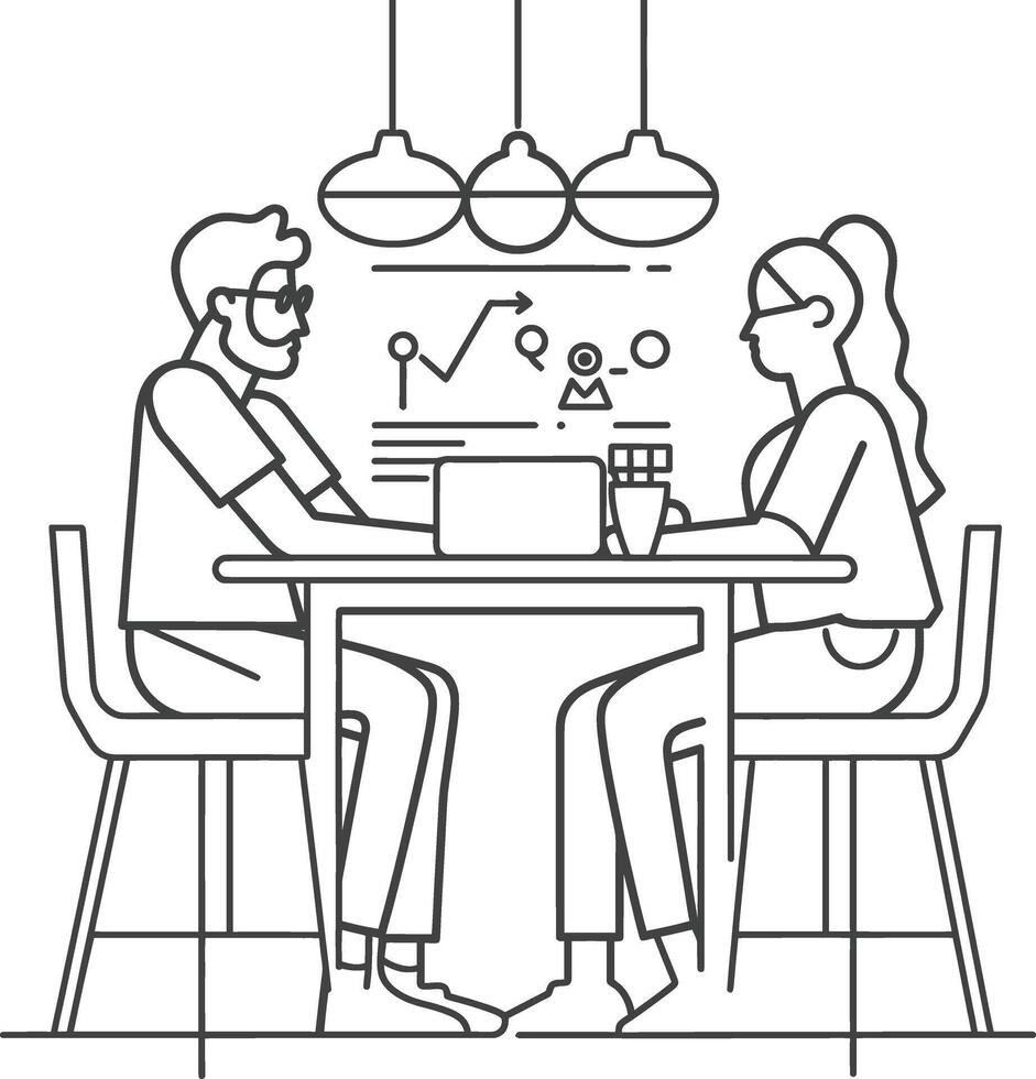 AI generated Outline illustration for Positive Workplace culture for company employees teamwork vector