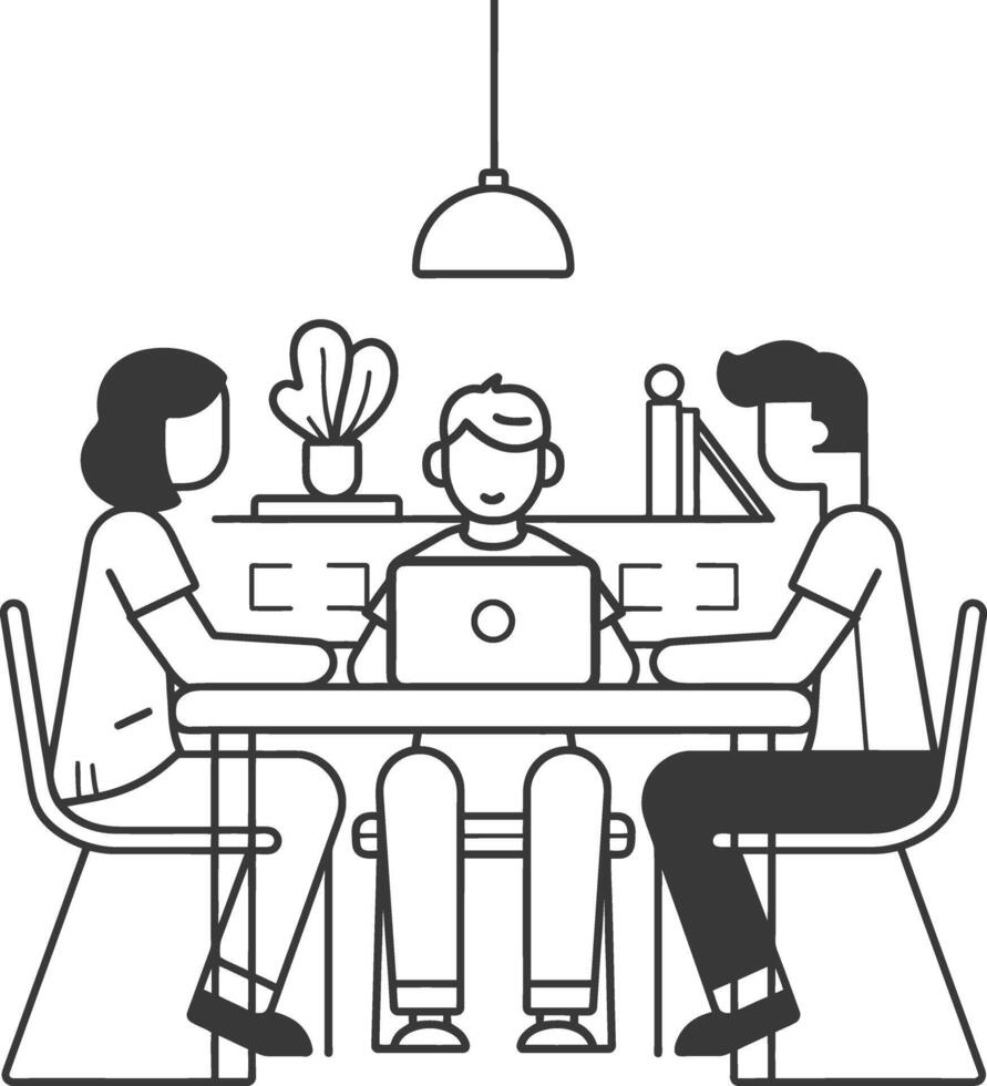 AI generated Outline illustration for Positive Workplace culture for company employees teamwork vector