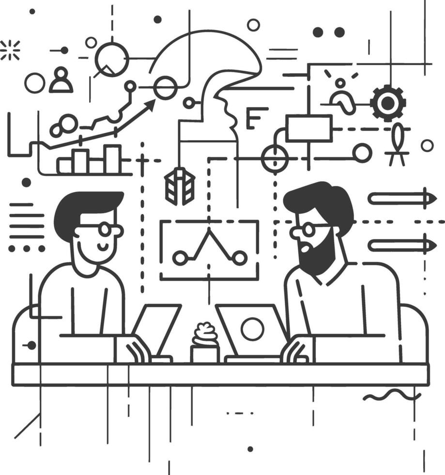 ai generado contorno ilustración para positivo lugar de trabajo cultura para empresa empleados trabajo en equipo vector