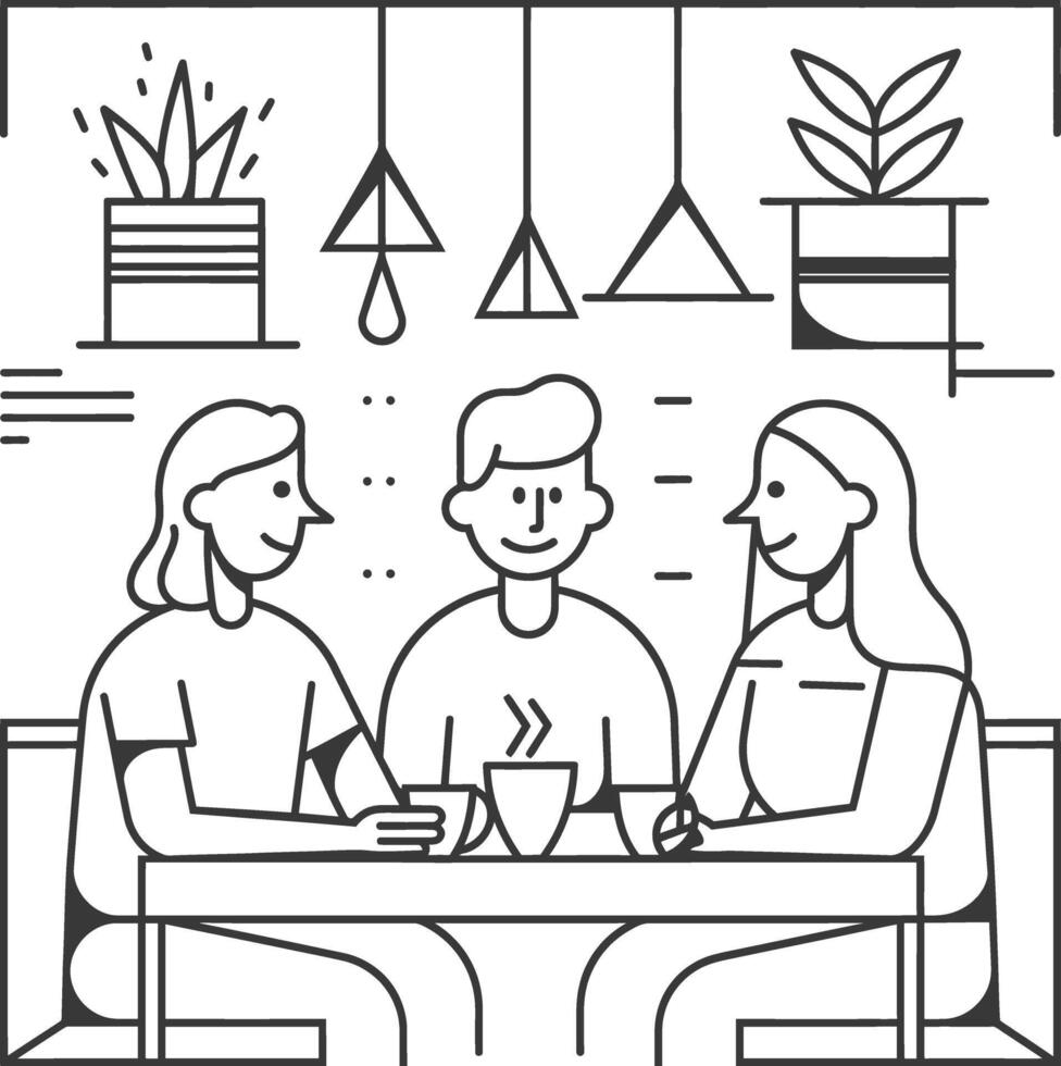 AI generated Outline illustration for Positive Workplace culture for company employees teamwork vector