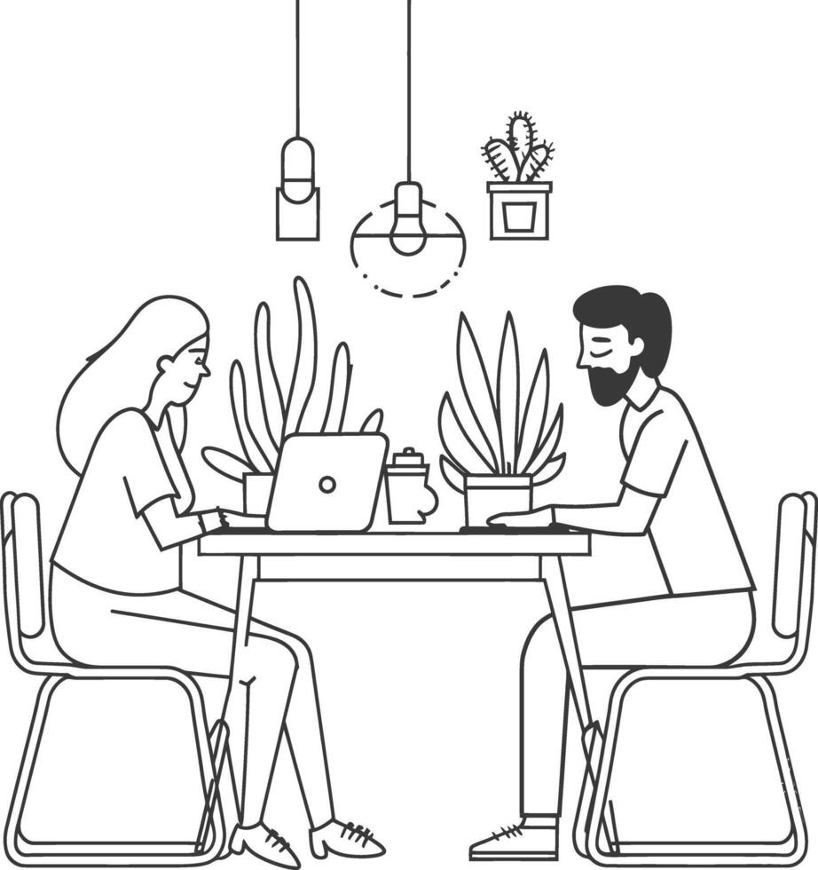 AI generated Outline illustration for Positive Workplace culture for company employees teamwork vector