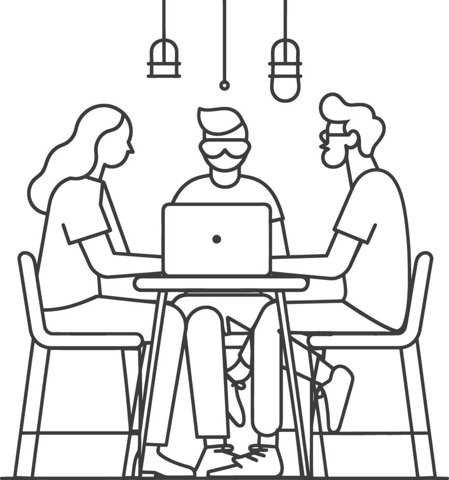 AI generated Outline illustration for Positive Workplace culture for company employees teamwork vector