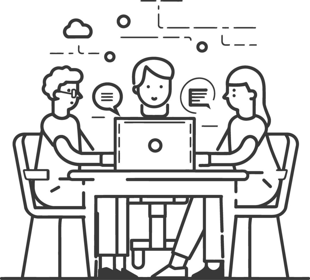 AI generated Outline illustration for Positive Workplace culture for company employees teamwork vector