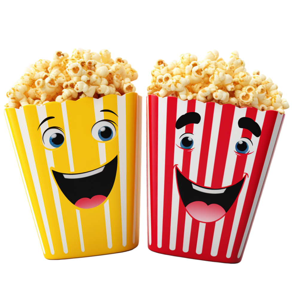 AI generated A popcorn container with a face that says isolated on transparent background png