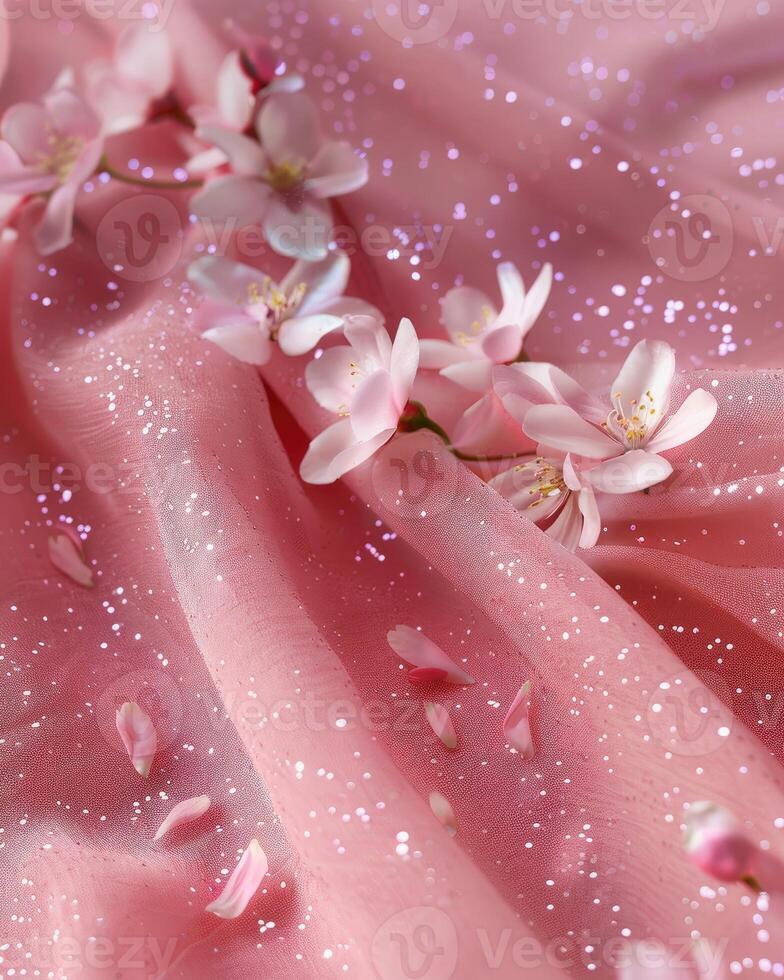 AI generated pure white flowers on a pink background photo