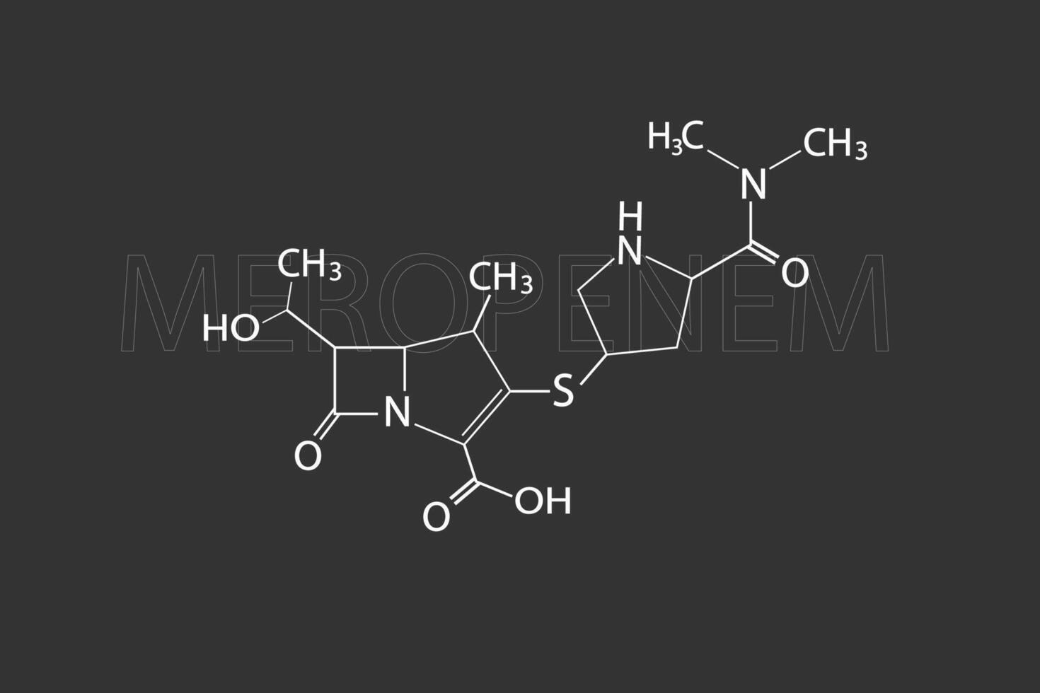 meropenem molecular skeletal chemical formula vector