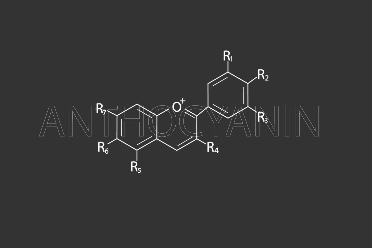 anthocyanin molecular skeletal chemical formula vector