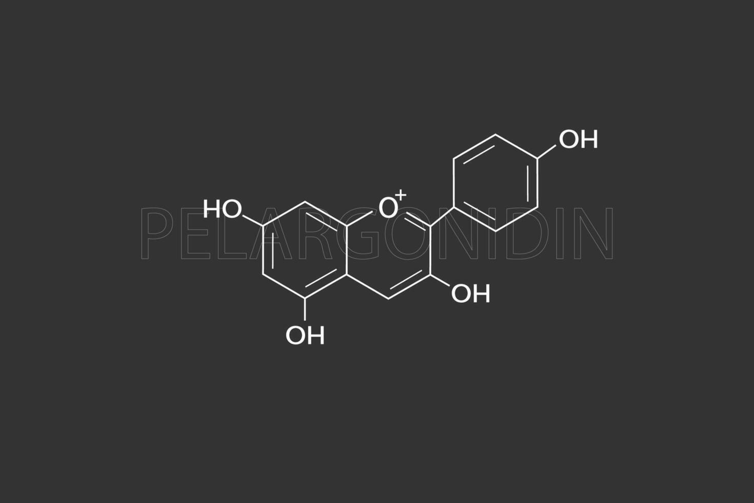 pelargonidin molecular skeletal chemical formula vector