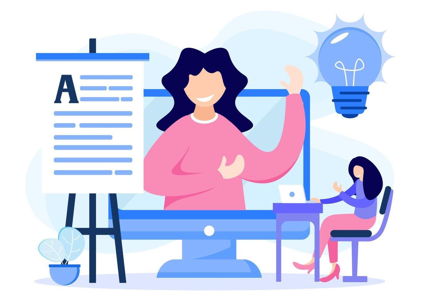 Illustration vector graphic cartoon character of e - learning