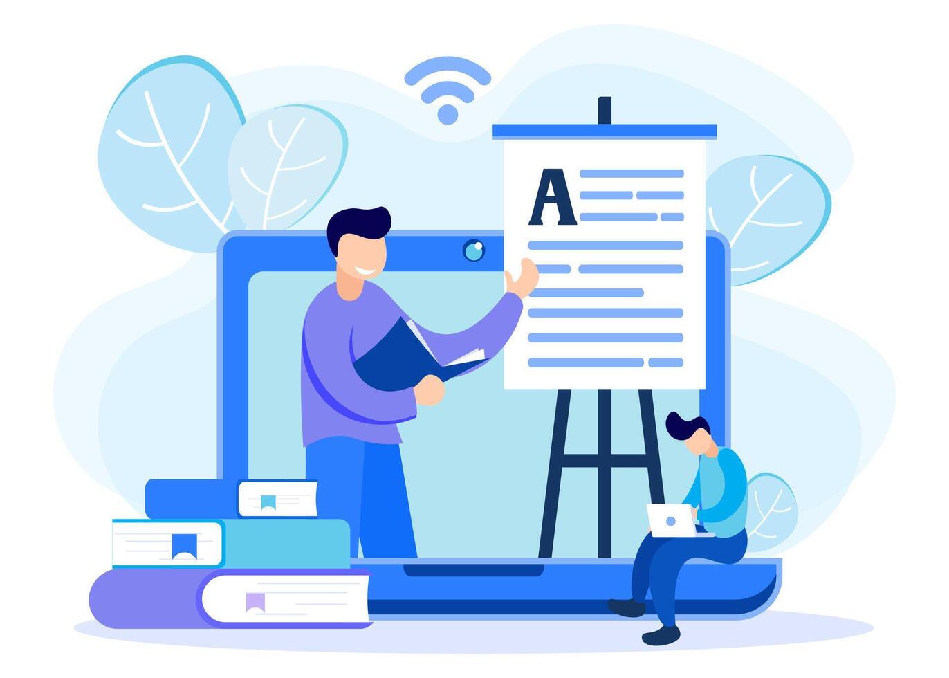 Illustration vector graphic cartoon character of e - learning