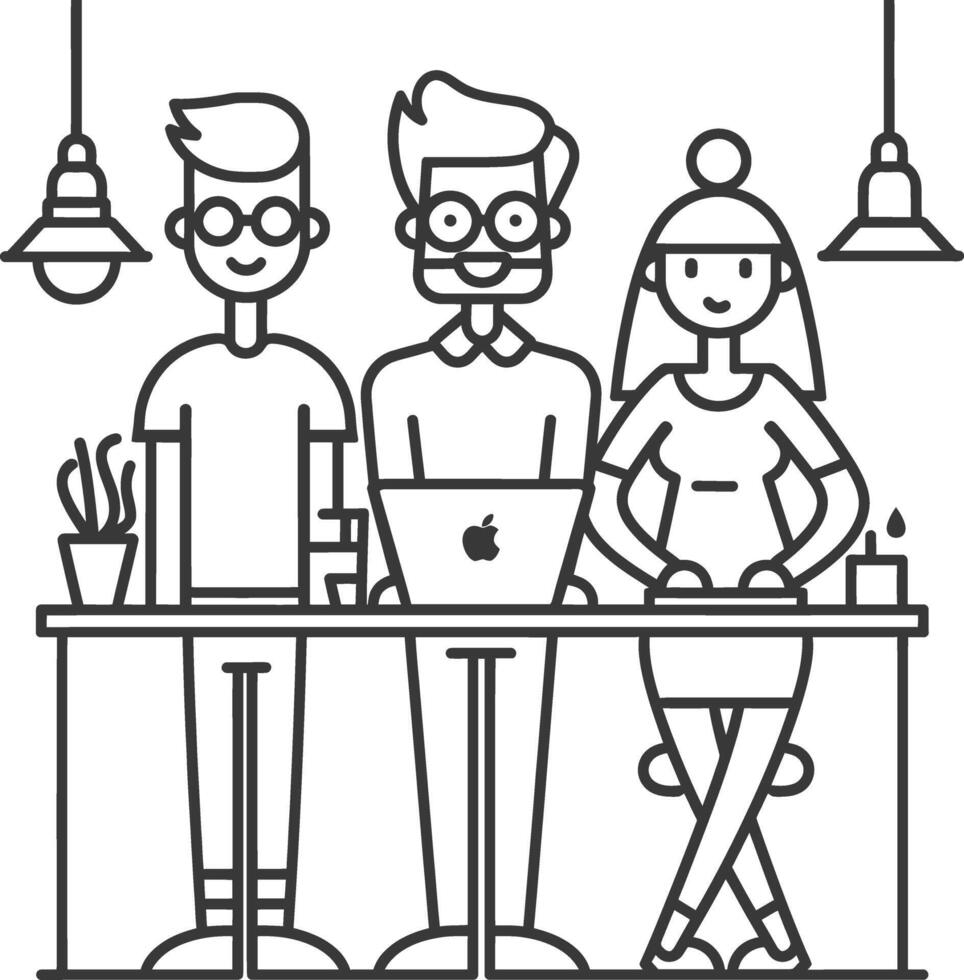 AI generated Outline illustration for Positive Workplace culture for company employees teamwork vector