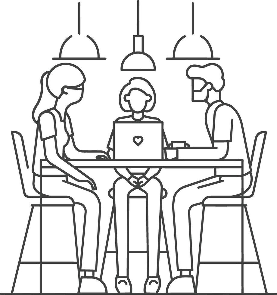 AI generated Outline illustration for Positive Workplace culture for company employees teamwork vector