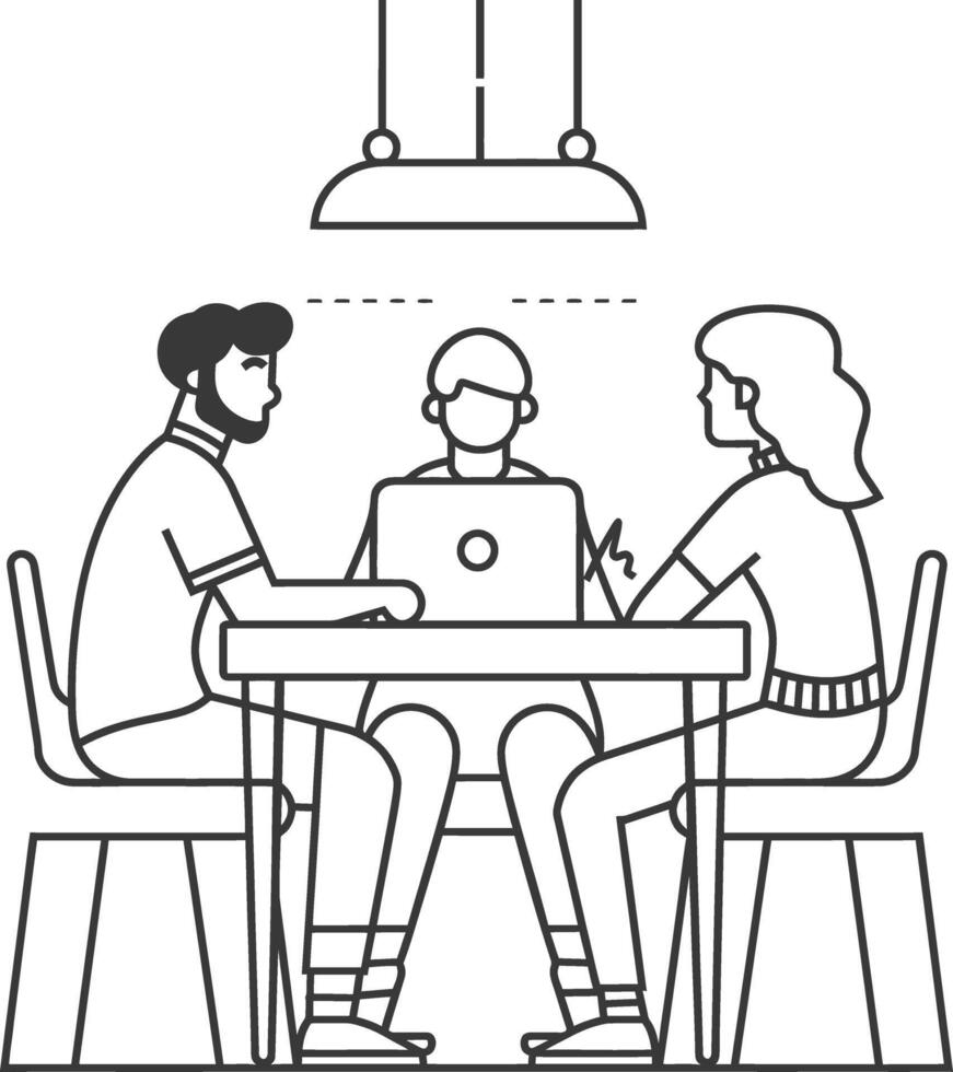 AI generated Outline illustration for Positive Workplace culture for company employees teamwork vector