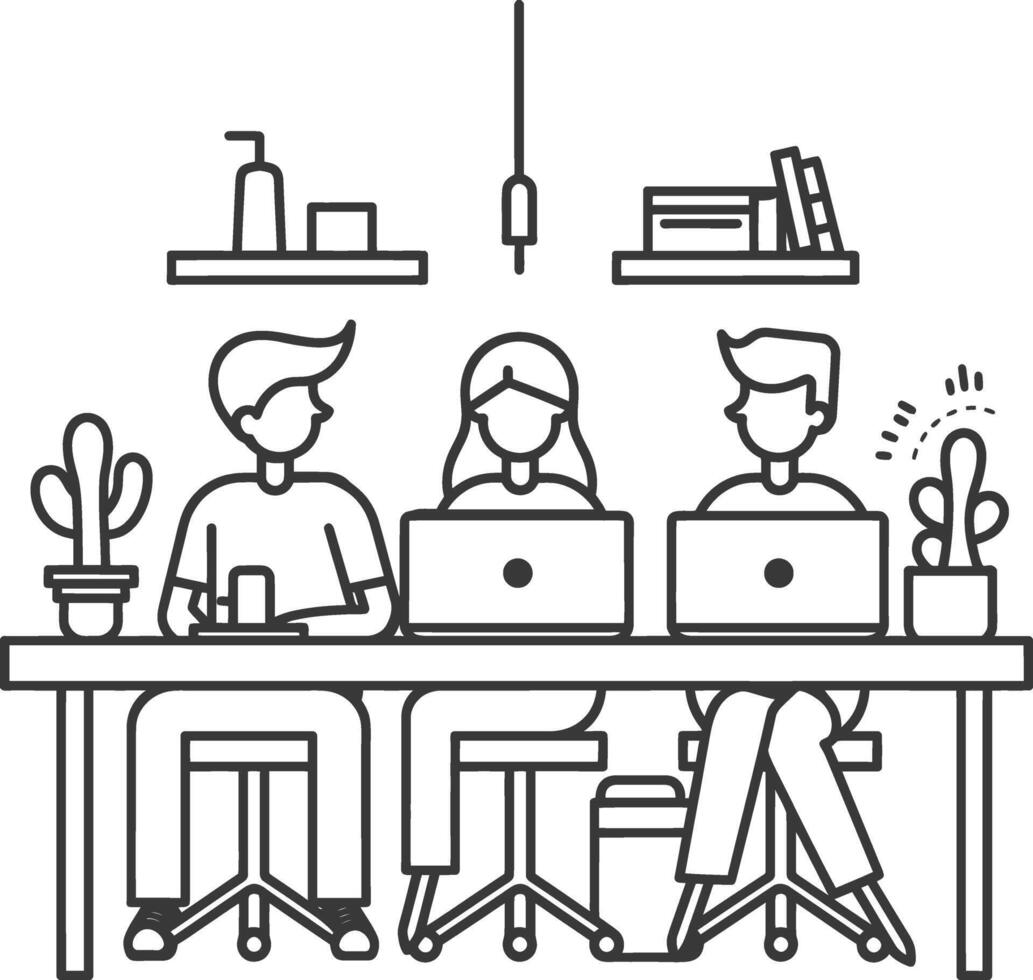 AI generated Outline illustration for Positive Workplace culture for company employees teamwork vector