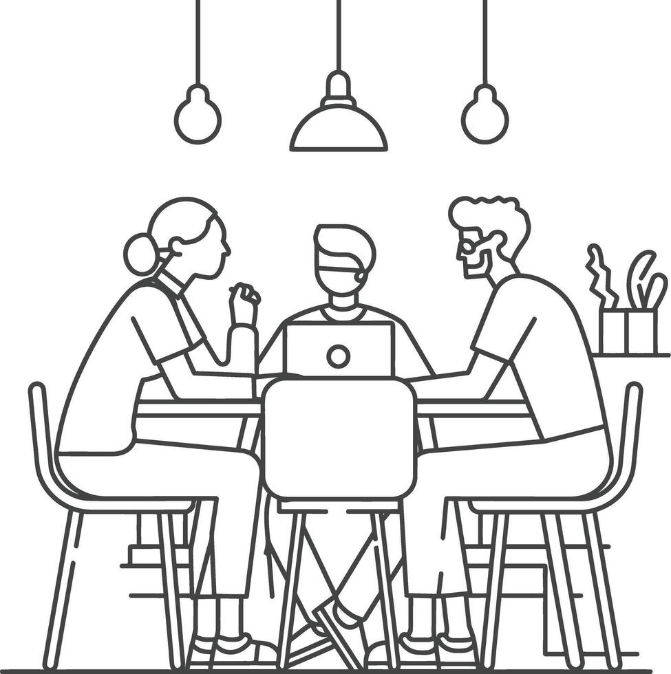 AI generated Outline illustration for Positive Workplace culture for company employees teamwork vector