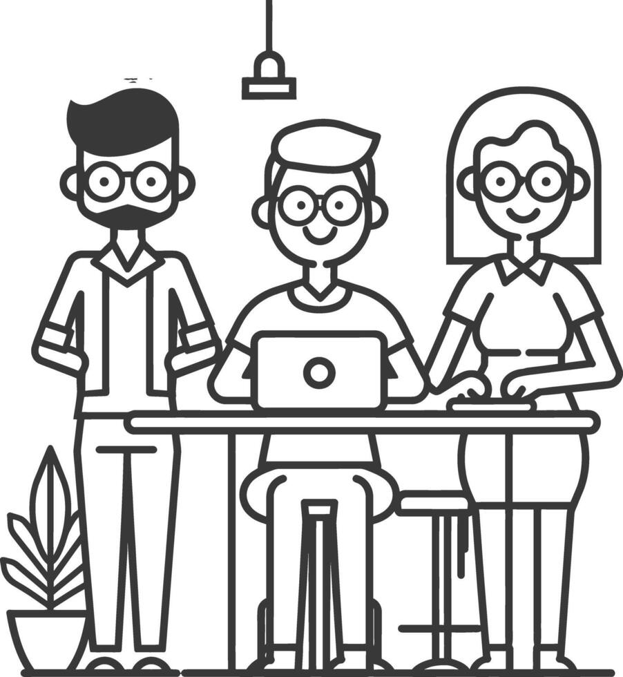 AI generated Outline illustration for Positive Workplace culture for company employees teamwork vector