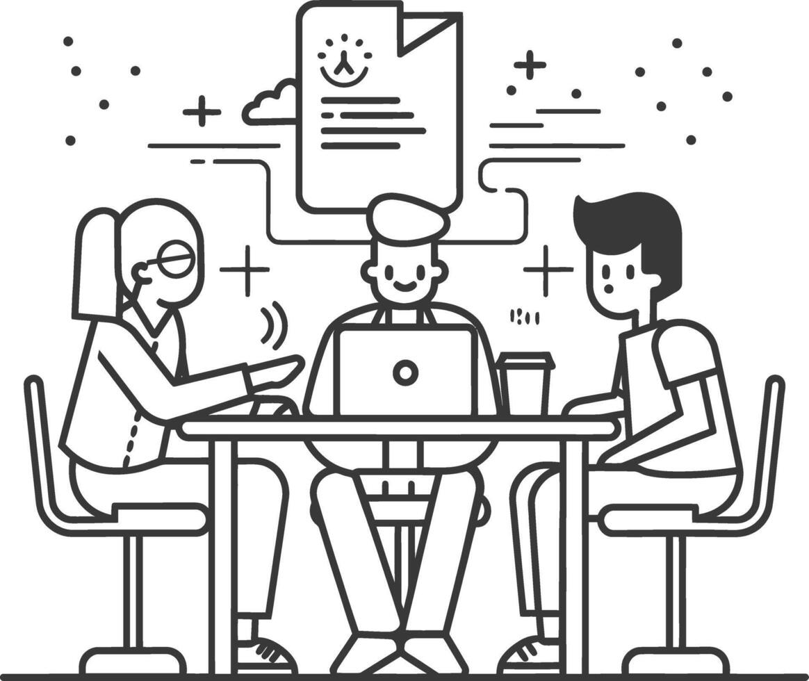 AI generated Outline illustration for Positive Workplace culture for company employees teamwork vector