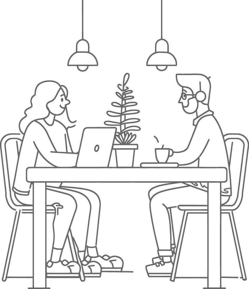 AI generated Outline illustration for Positive Workplace culture for company employees teamwork vector