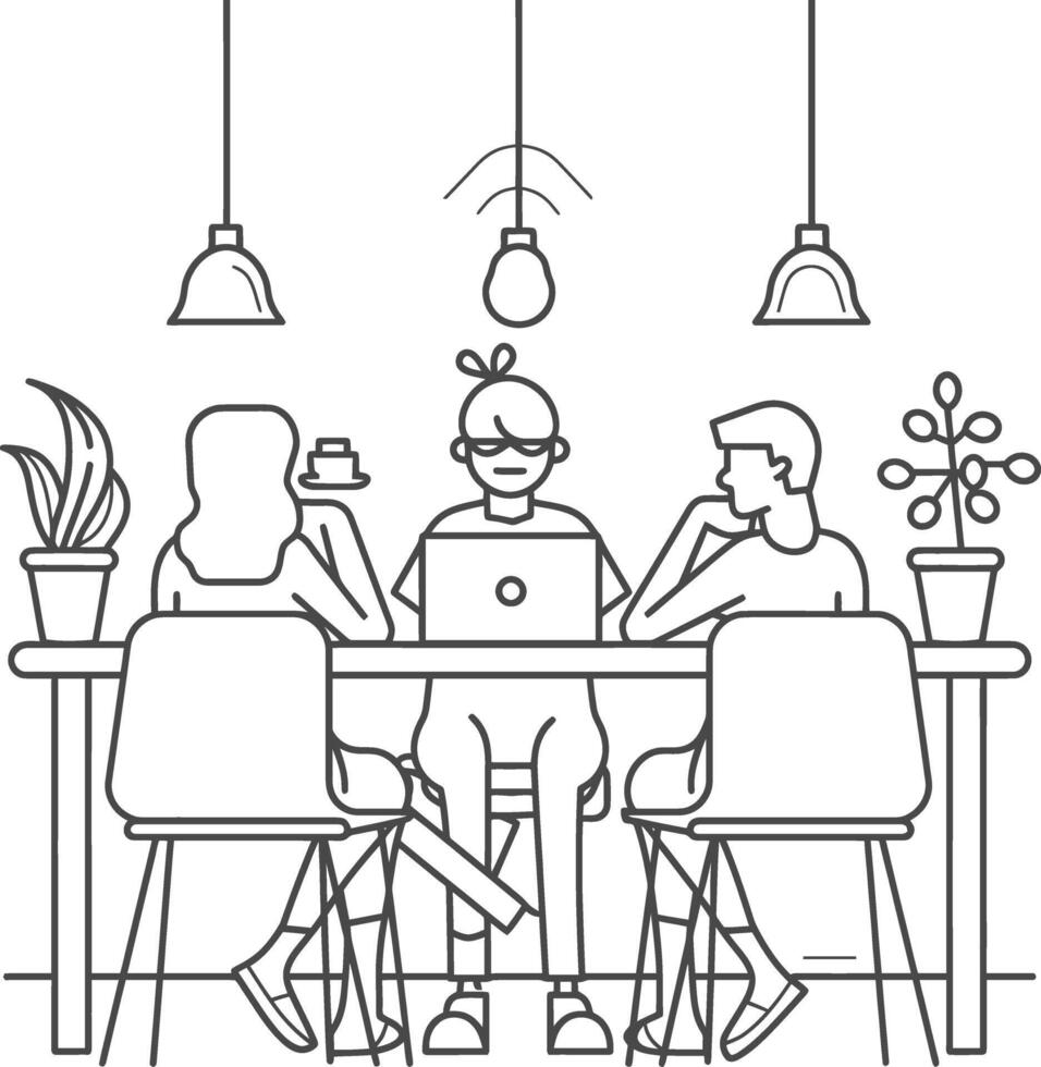 AI generated Outline illustration for Positive Workplace culture for company employees teamwork vector