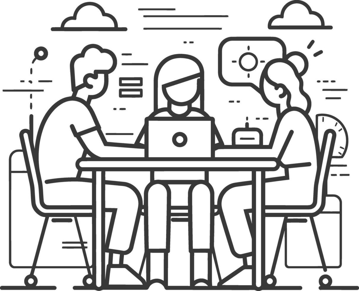 AI generated Outline illustration for Positive Workplace culture for company employees teamwork vector