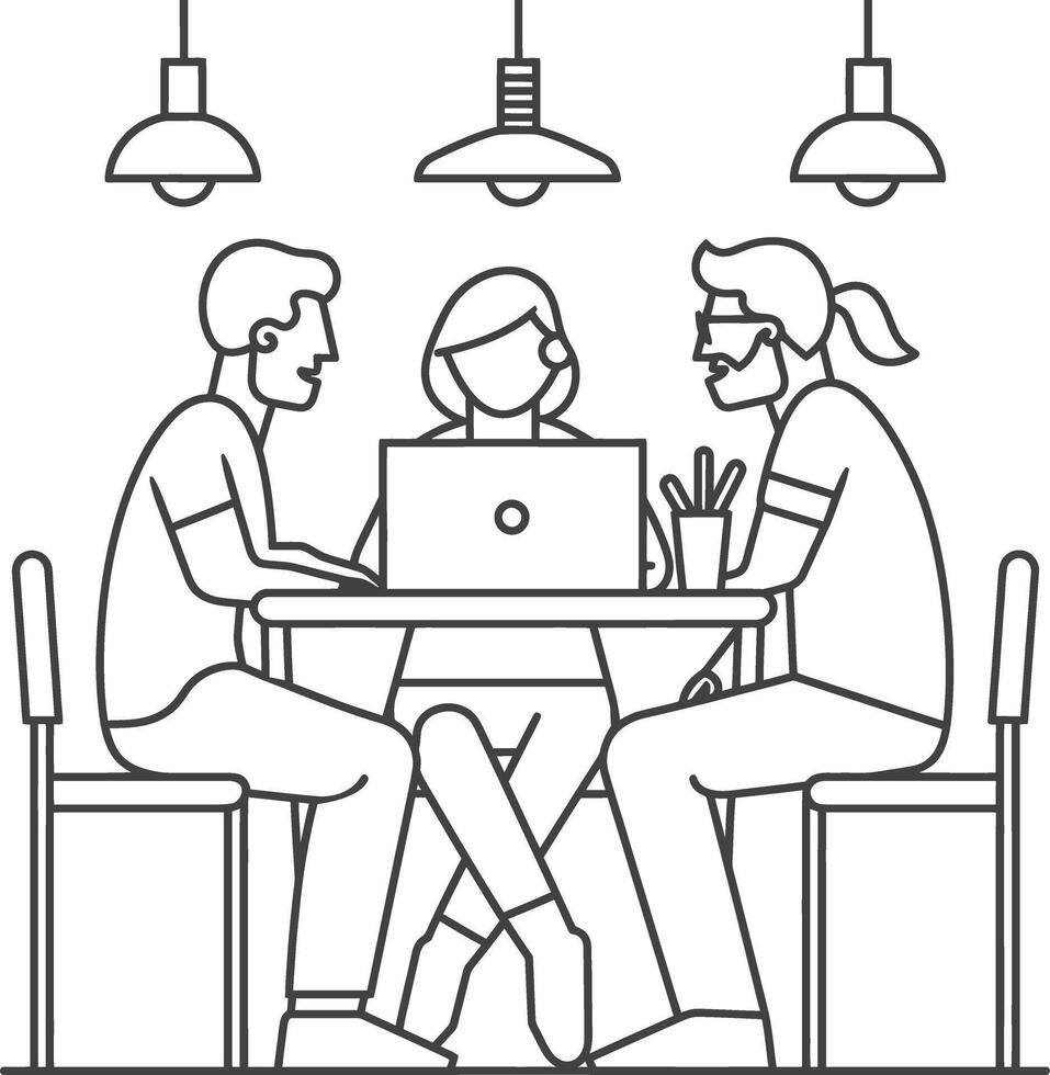 AI generated Outline illustration for Positive Workplace culture for company employees teamwork vector