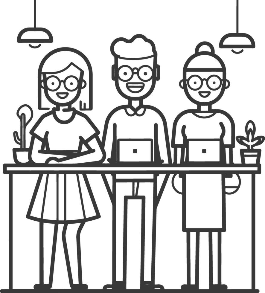 AI generated Outline illustration for Positive Workplace culture for company employees teamwork vector