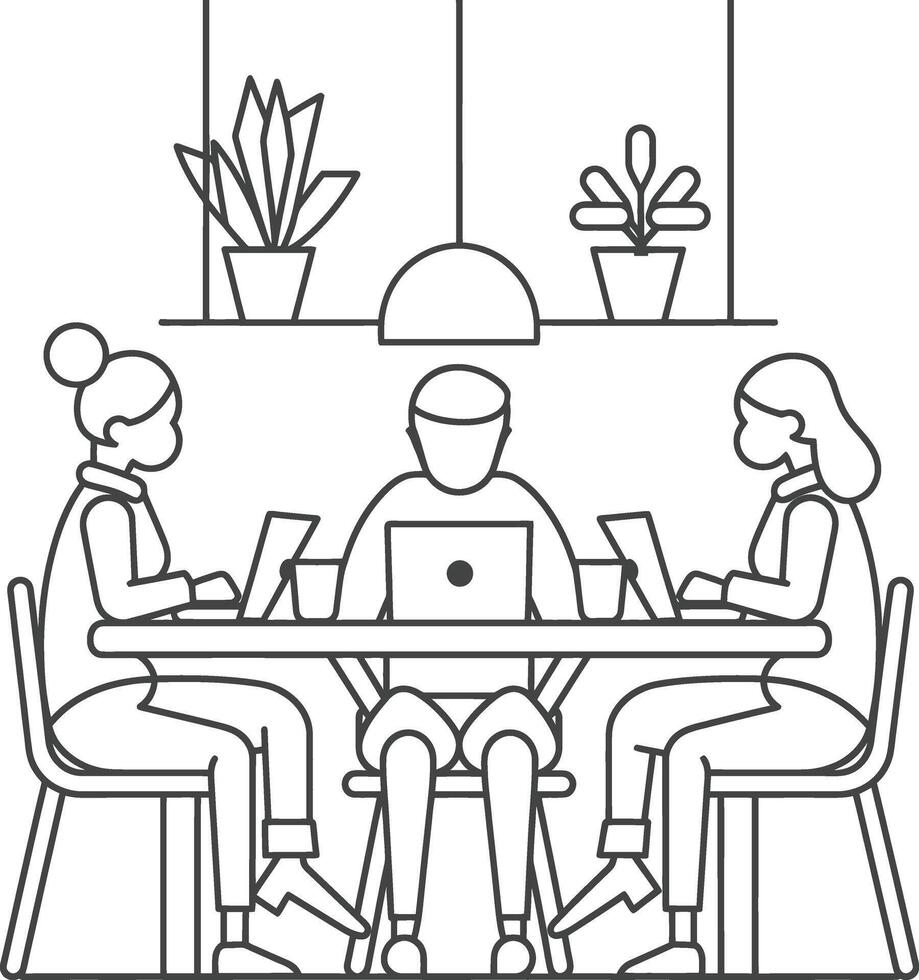 AI generated Outline illustration for Positive Workplace culture for company employees teamwork vector