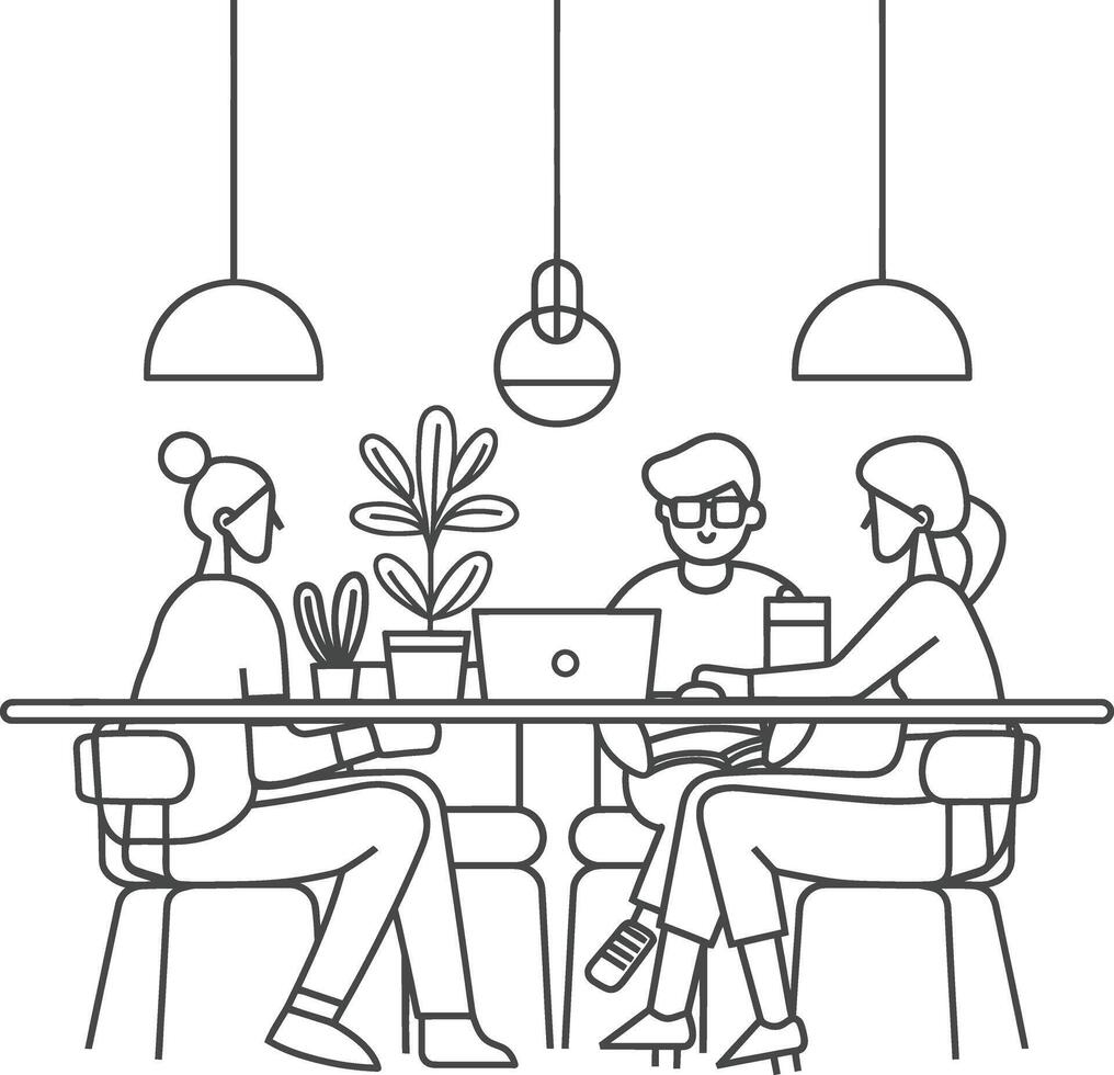 AI generated Outline illustration for Positive Workplace culture for company employees teamwork vector