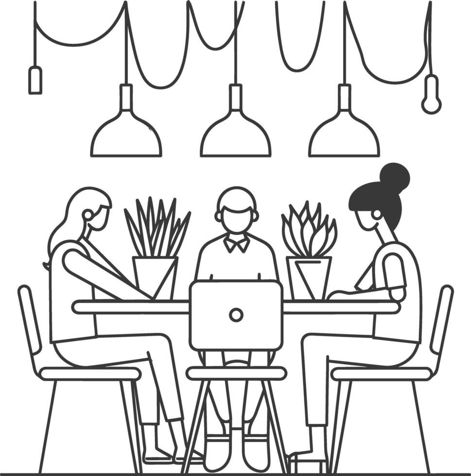 AI generated Outline illustration for Positive Workplace culture for company employees teamwork vector