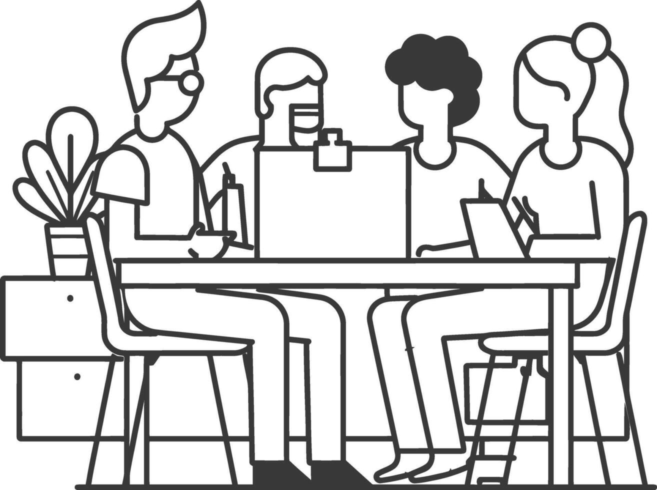 AI generated Outline illustration for Positive Workplace culture for company employees teamwork vector