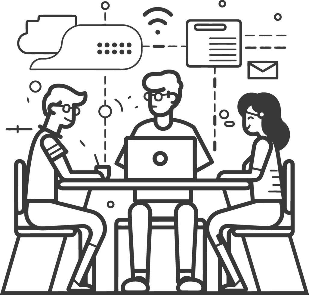 AI generated Outline illustration for Positive Workplace culture for company employees teamwork vector