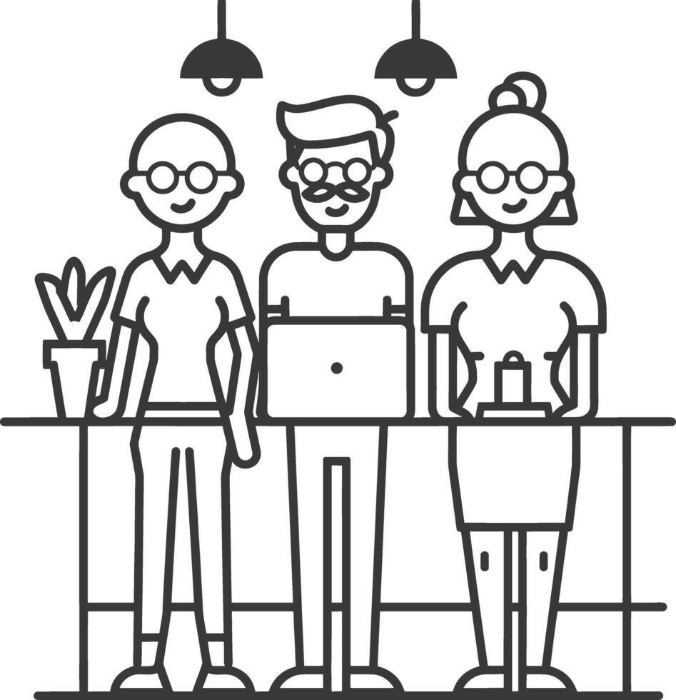 AI generated Outline illustration for Positive Workplace culture for company employees teamwork vector