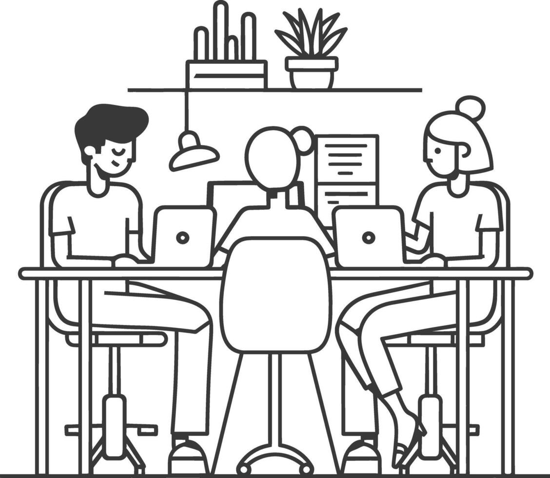 AI generated Outline illustration for Positive Workplace culture for company employees teamwork vector