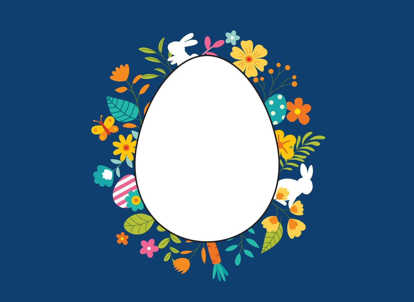 Plantilla de fondo de tarjeta de felicitación de huevo de Pascua feliz. Se puede utilizar para portada, invitación, anuncio, papel tapiz, volantes, carteles, folletos. vector