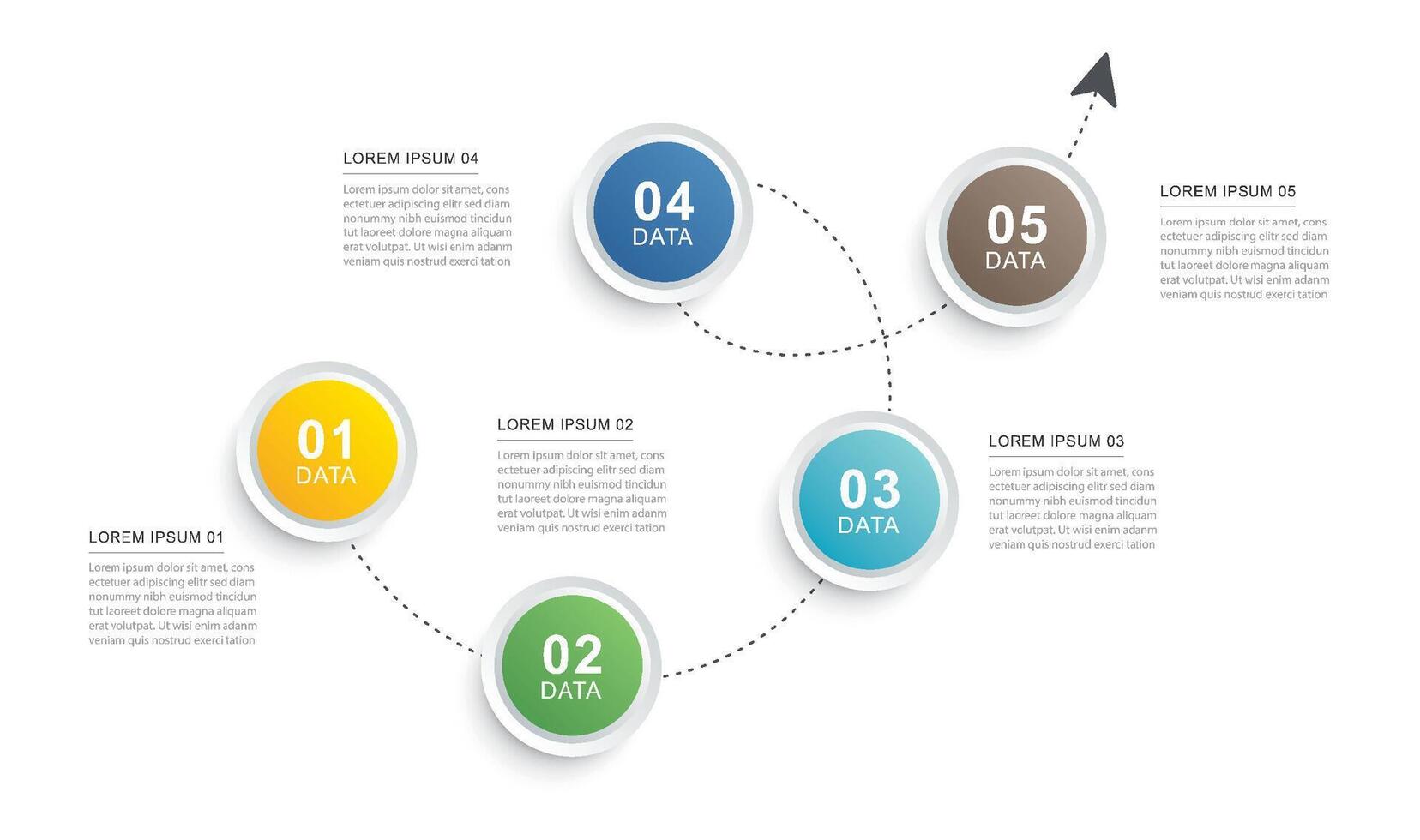 5 data infographics timeline template. Illustration business abstract background. vector