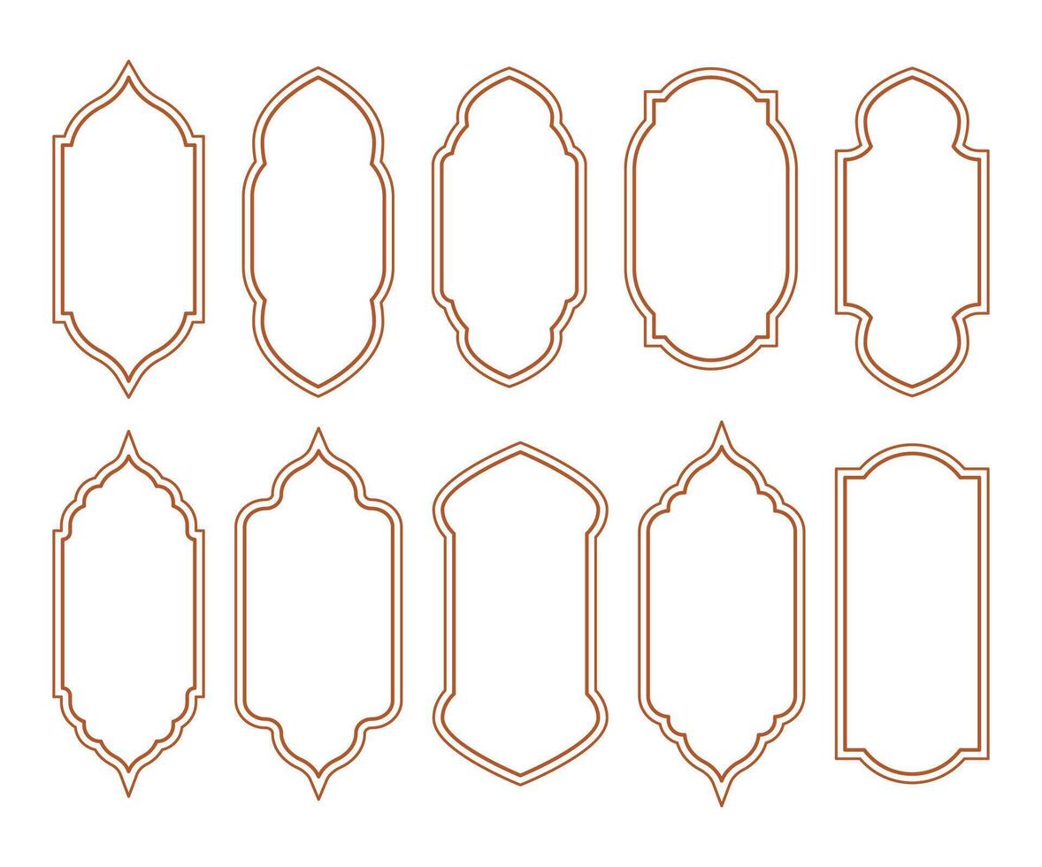 Islamic and ramadan kareem windows in oriental style. Border and frame with modern boho design template. vector