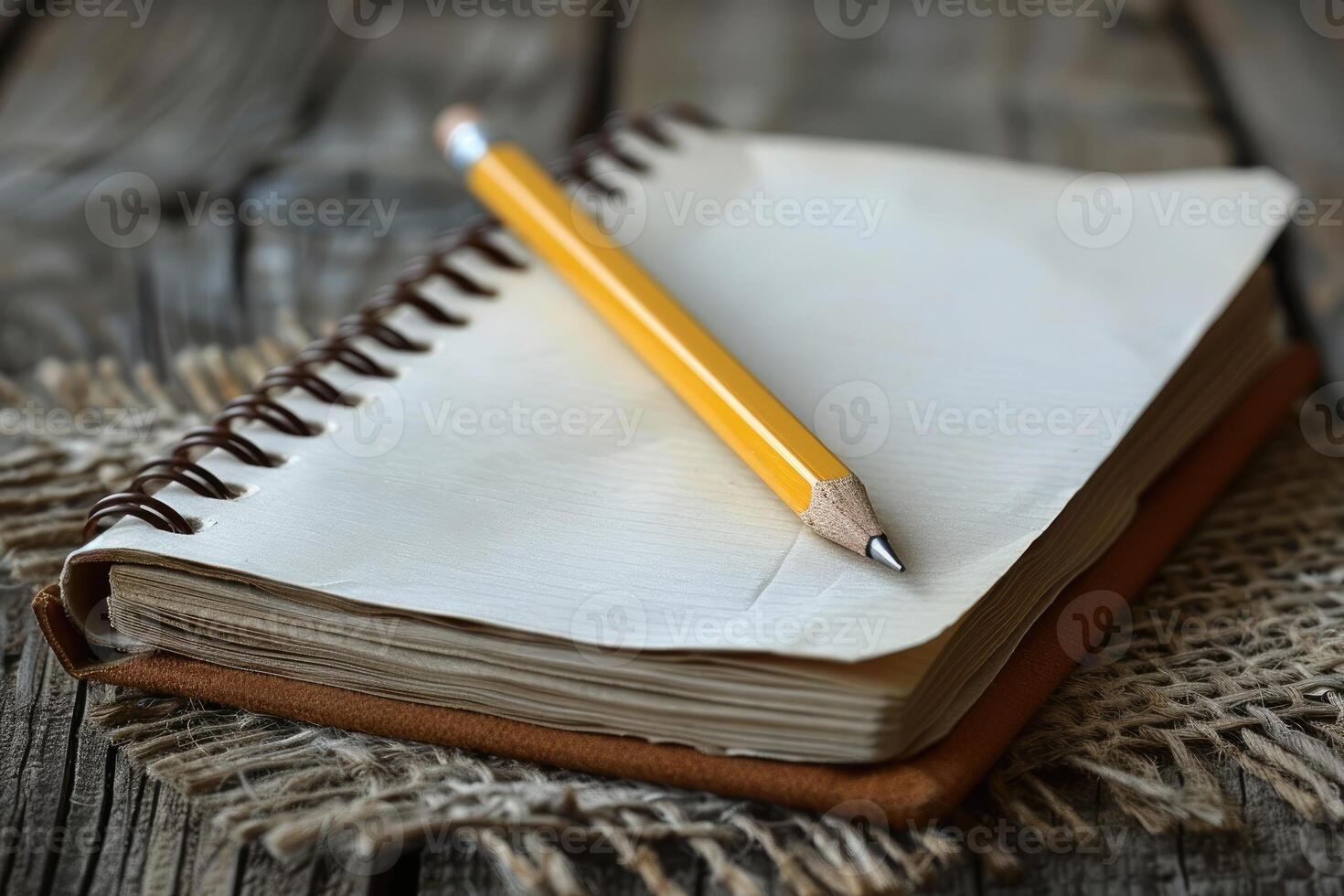 AI generated blank notebook page on the desk mockup professional photography photo