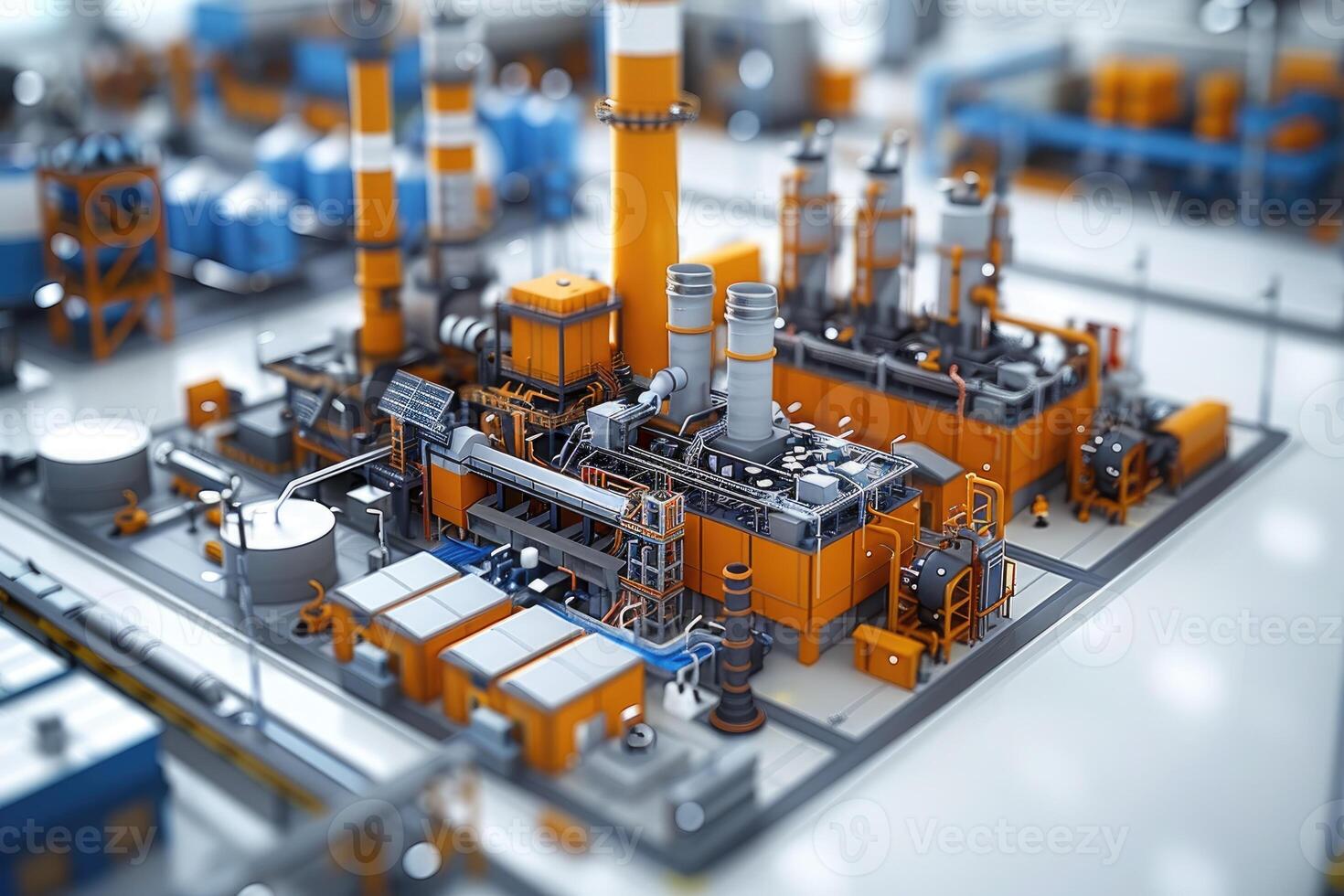 AI generated Illustration of industrial of a power plant factory professional photography photo