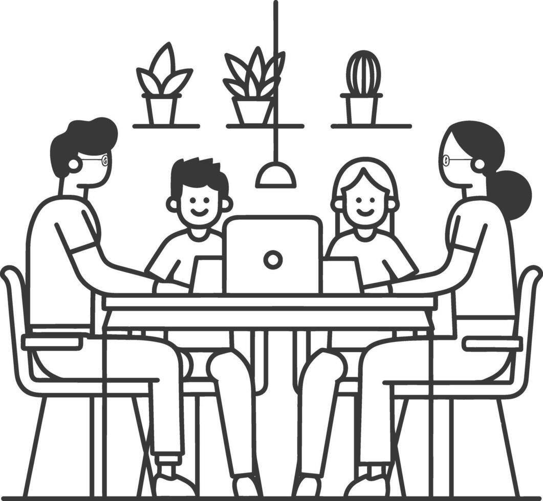 AI generated Outline illustration for Positive Workplace culture for company employees teamwork vector