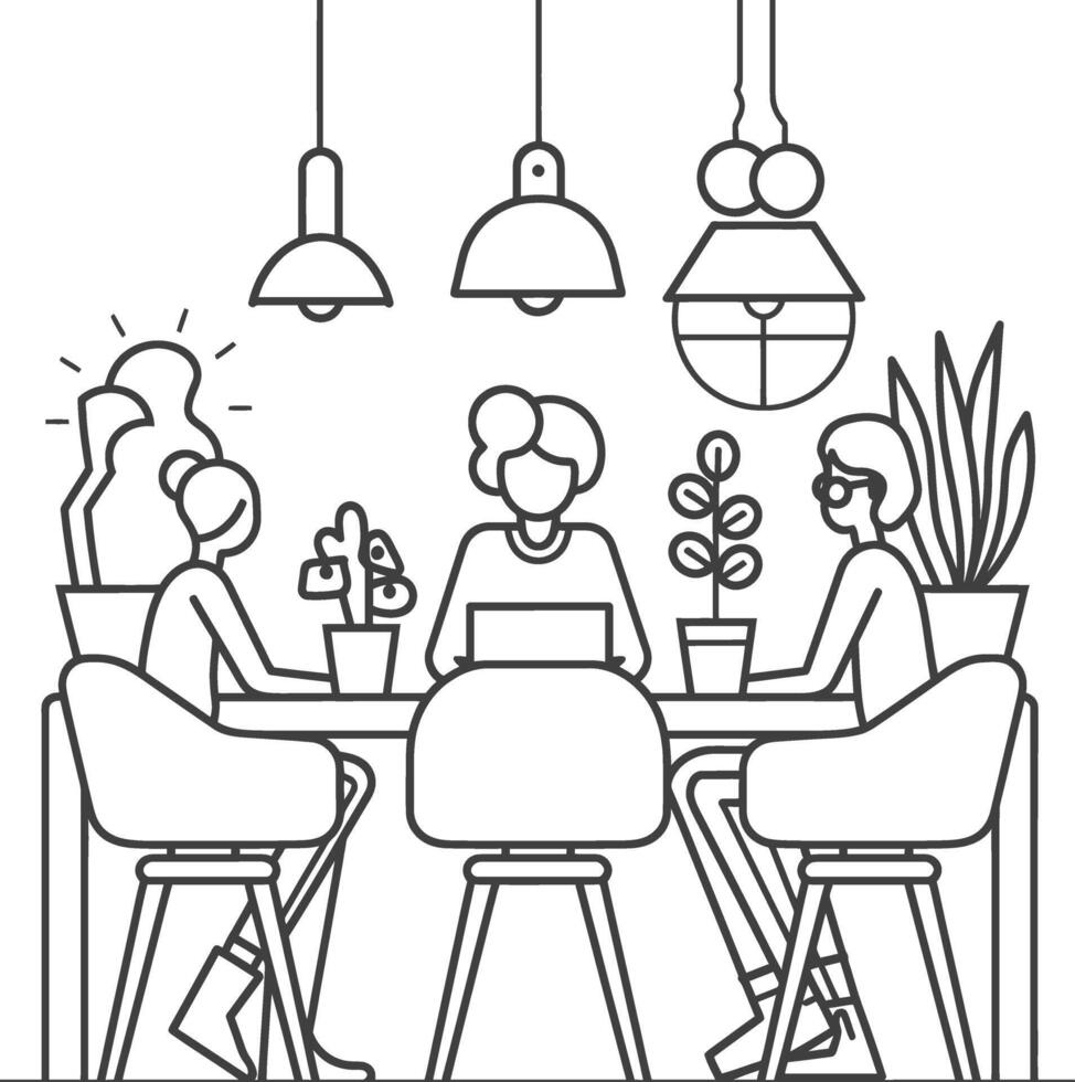 AI generated Outline illustration for Positive Workplace culture for company employees teamwork vector