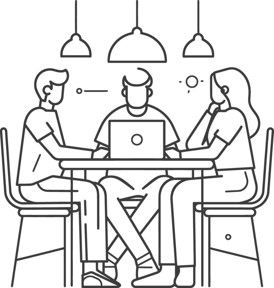 AI generated Outline illustration for Positive Workplace culture for company employees teamwork vector